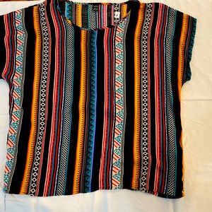 Shein multi color black blouse XL